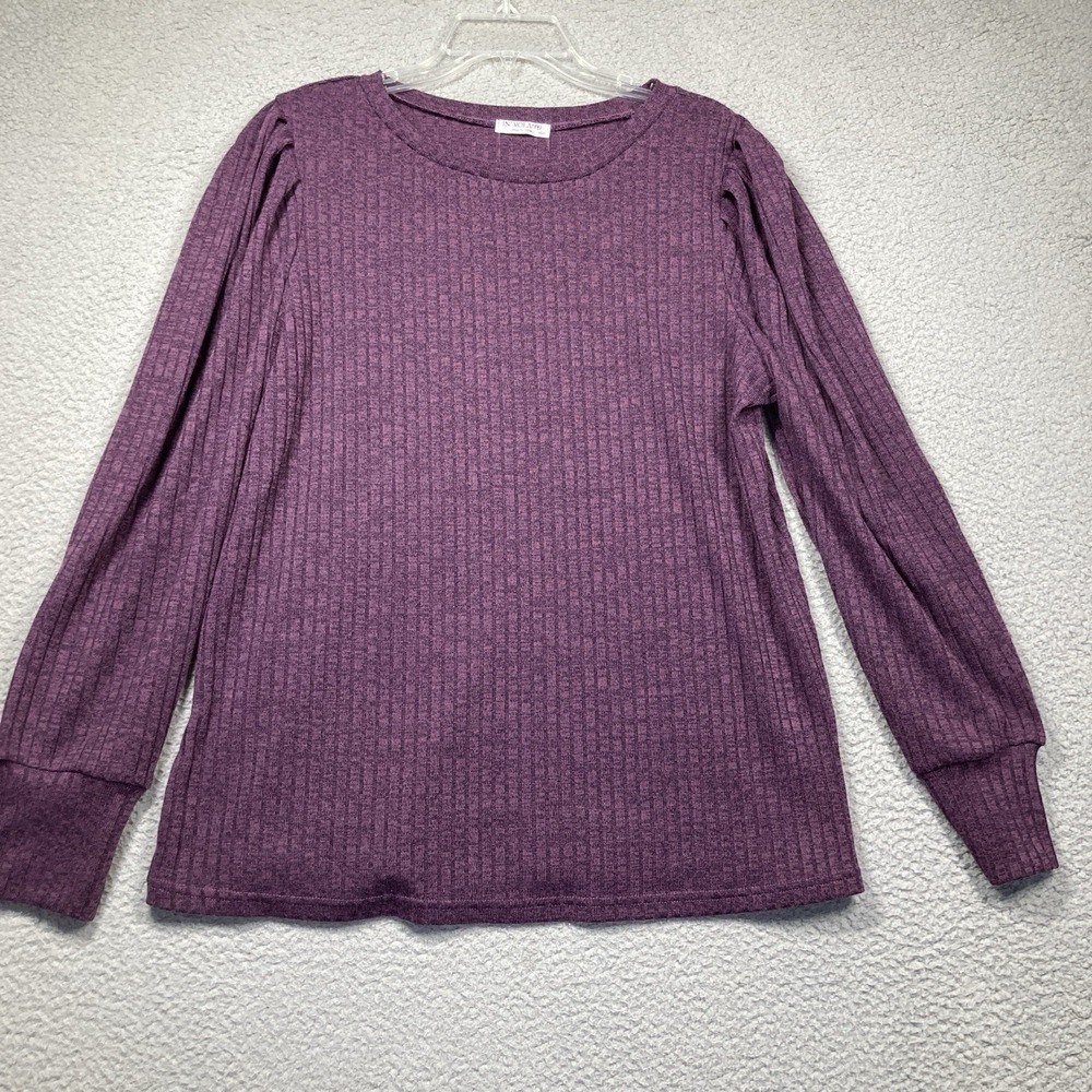 In'Voland Sweater Women's Plus 16W Purple Lightweight Long Sleeve Stretch